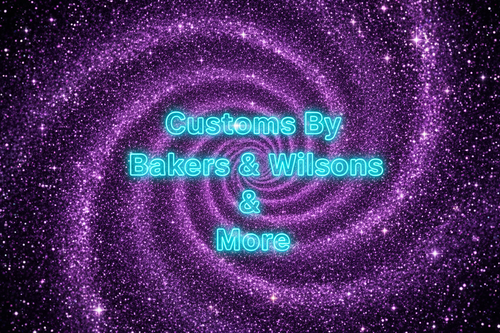 Neon Logo on Purple Glitter Spiral Background